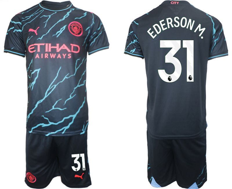 Men 2023-2024 Club Manchester City away blue 31 Soccer Jersey